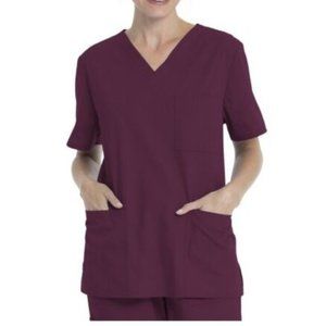 NEW Wine Colored Sz Small Nurse Hospital Dental Medical Uniform Scrub Shirt